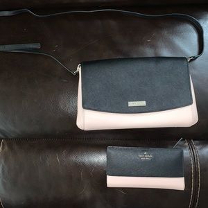 Kate Spade light pink and black purse and matching wallet